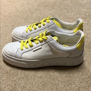Tory Burch White Sneakers with Yellow Laces